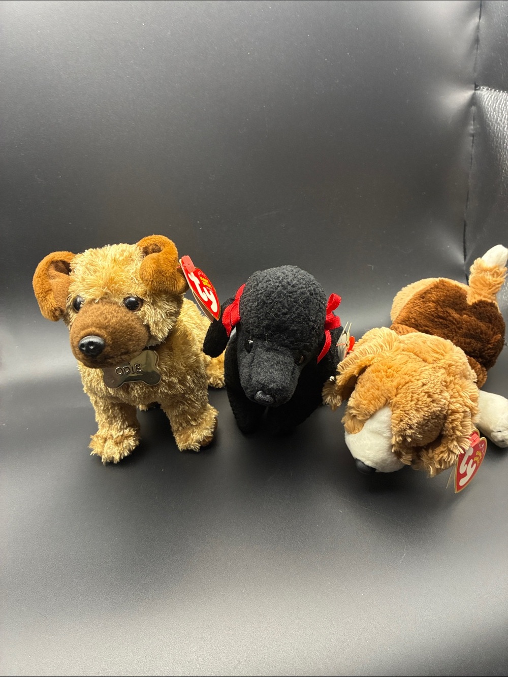 Ty Plush Dog Trio - Brown, Black and Tan Beanie Pets